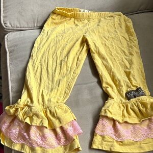 Matilda Jane Sunny Yellow Pajama Bottoms with Pink Ruffle